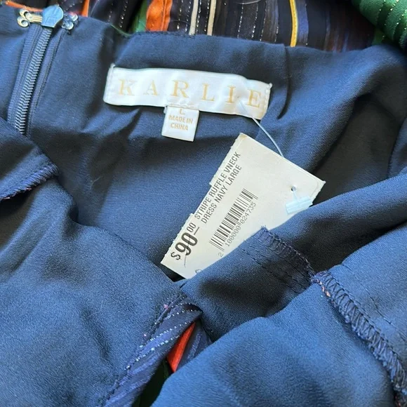 Karlie Striped vNeck Ruffle Dress - Picture 4 of 4